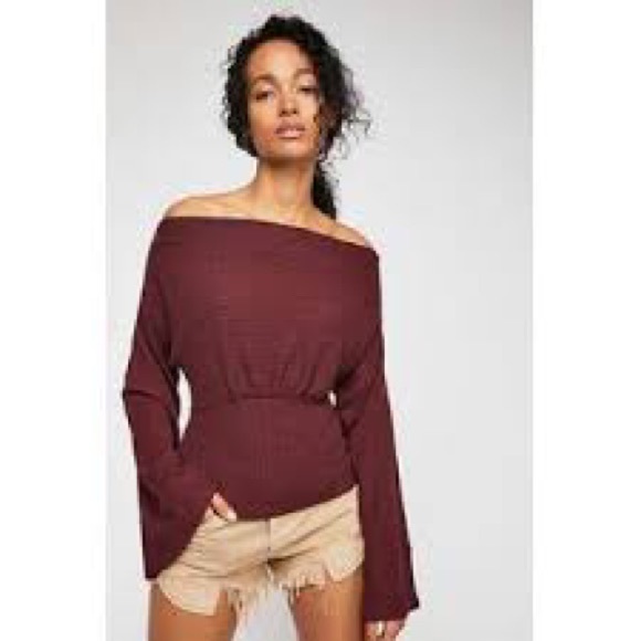 Burgundy We The Free Crazy On You off-the-shoulder top - Picture 3 of 5
